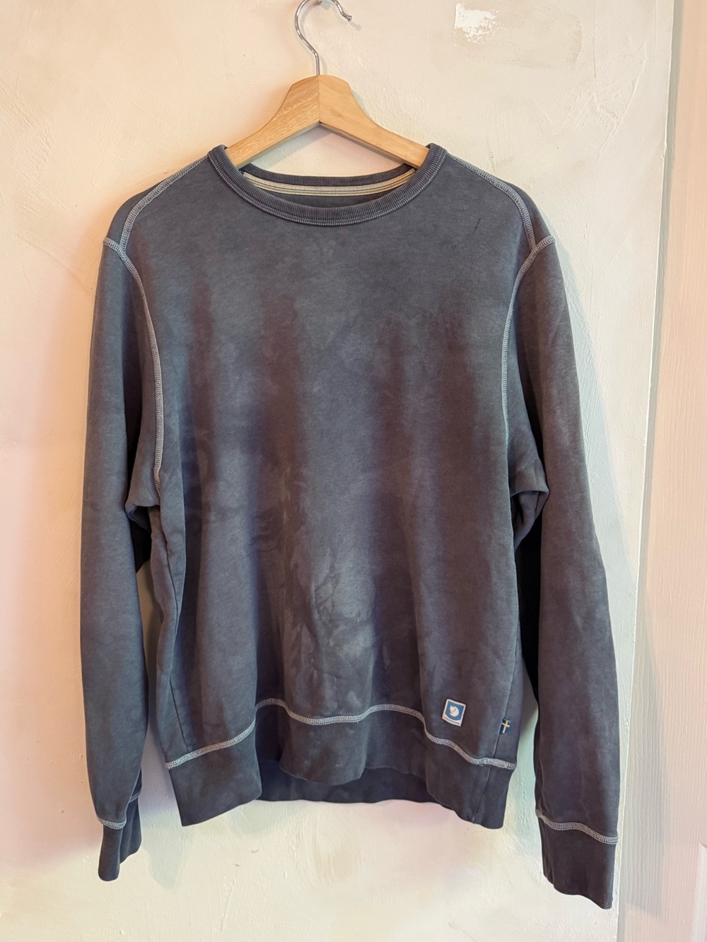 Fjallraven Men's Crewneck Sweater in Washed Gray Tie Dye